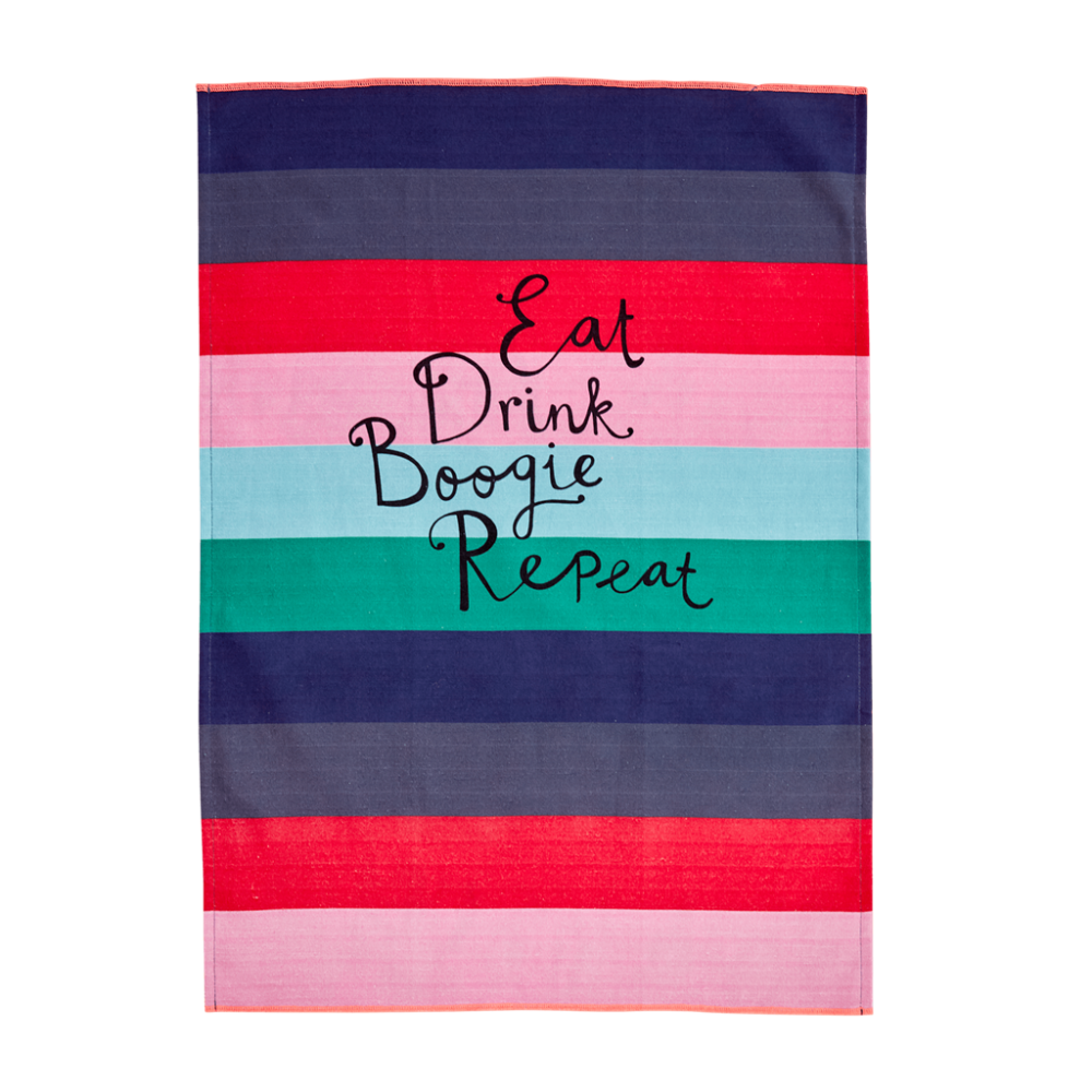 Cotton Tea Towel with Stripe Print By Rice DK